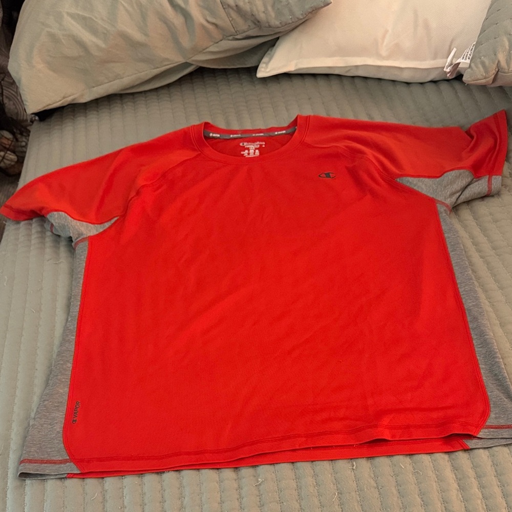 Champion Men's Orange and Gray Athletic Shirt